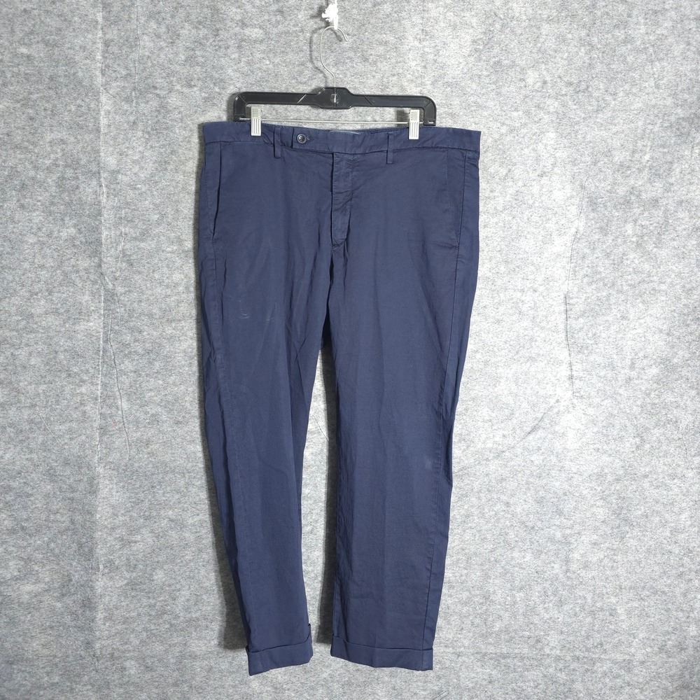 Harmont & Blaine Pants Mens 54 Navy Blue Made in Italy Cuffed Chino Trousers